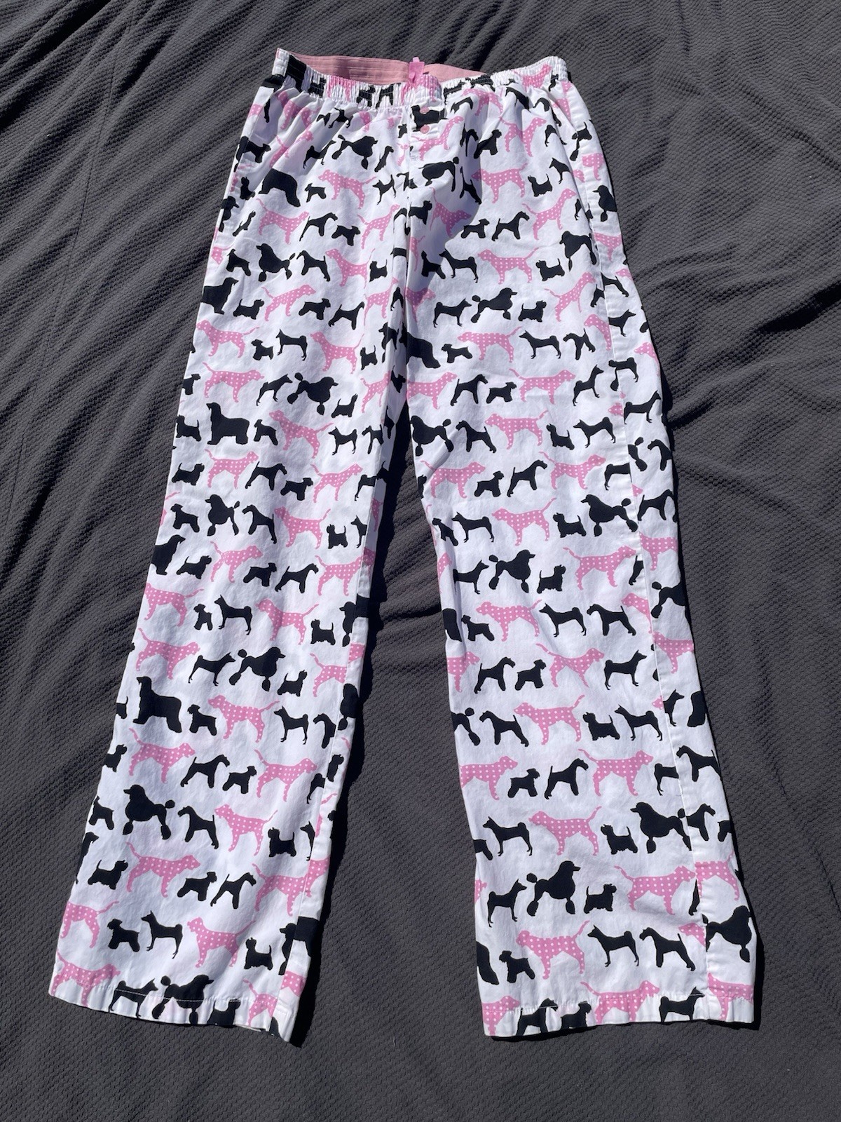 PINK Victoria’s Secret dog print pajama pants Vintage Y2K polkadot pink white PJ
