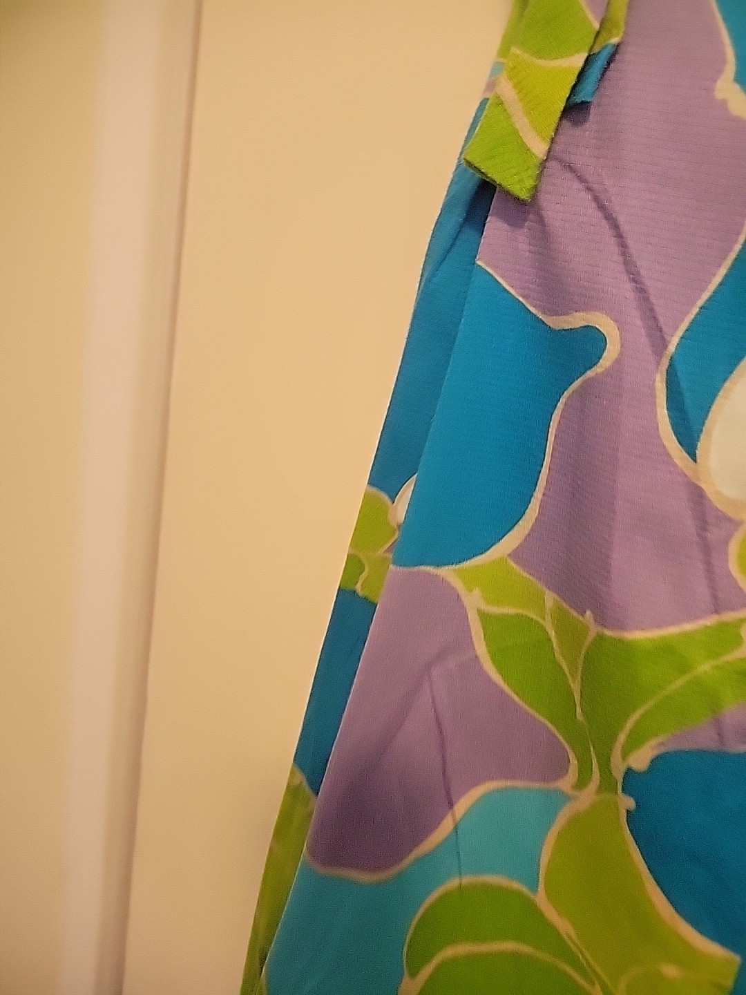 Vintage 90s Norma Maier’s Hawaiian Dress Cotton Med Green Blue Purple