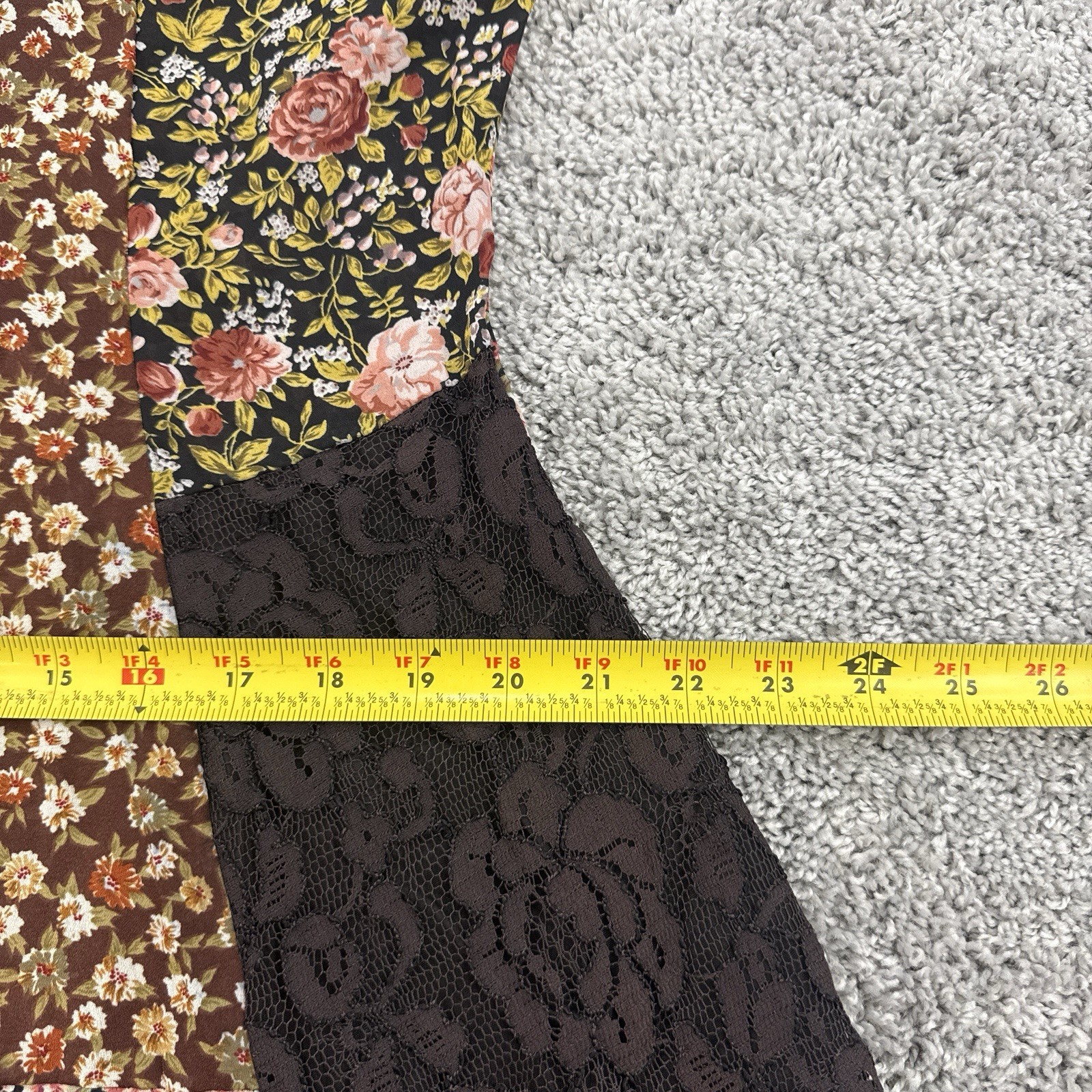 VTG 90s Express Patchwork Maxi Dress M Country Prairie Cottagecore Forest Fairy
