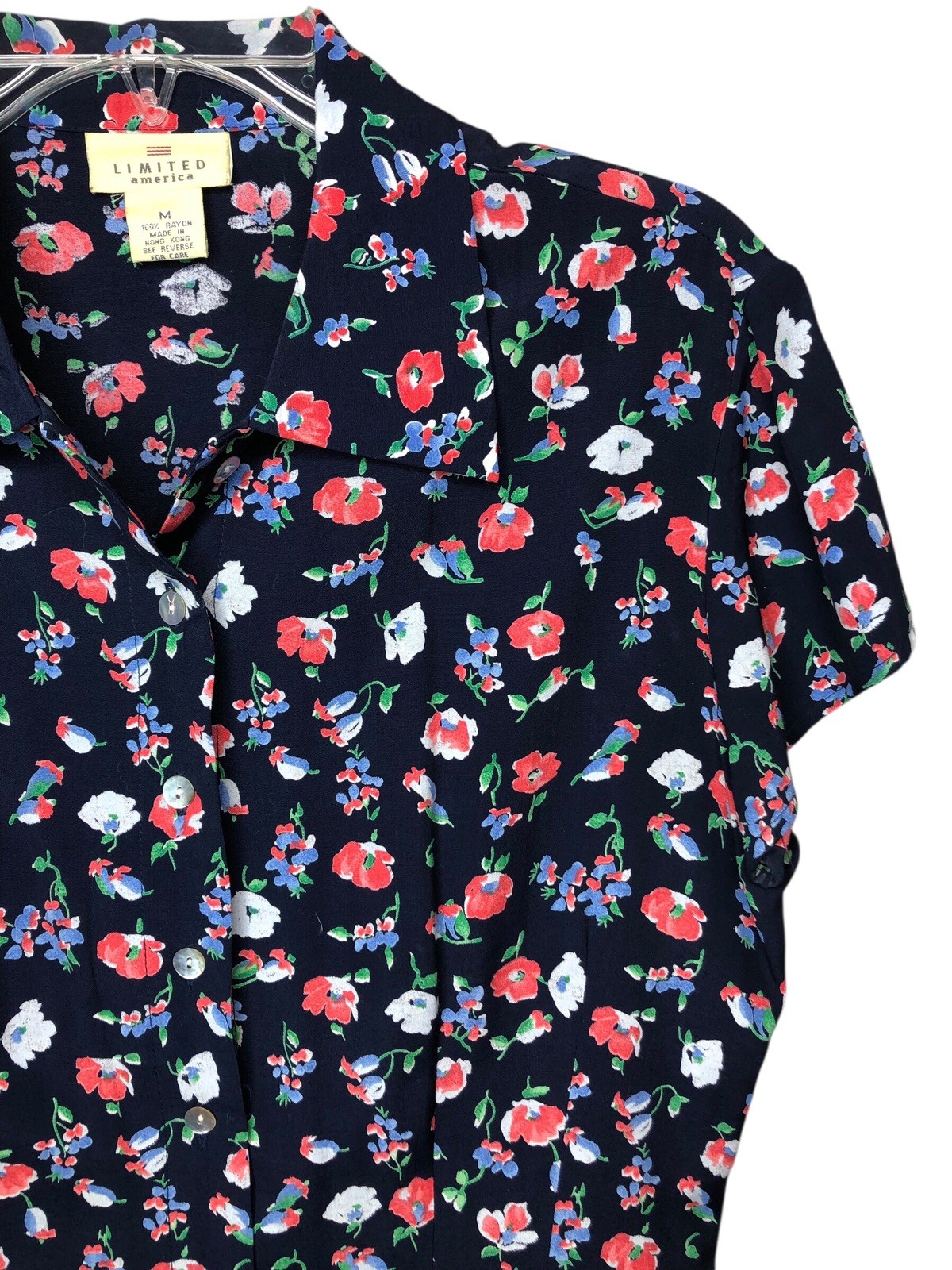 Vintage Y2K Limited America Floral Shirtdress Medium Light Retro 90s Cottagecore