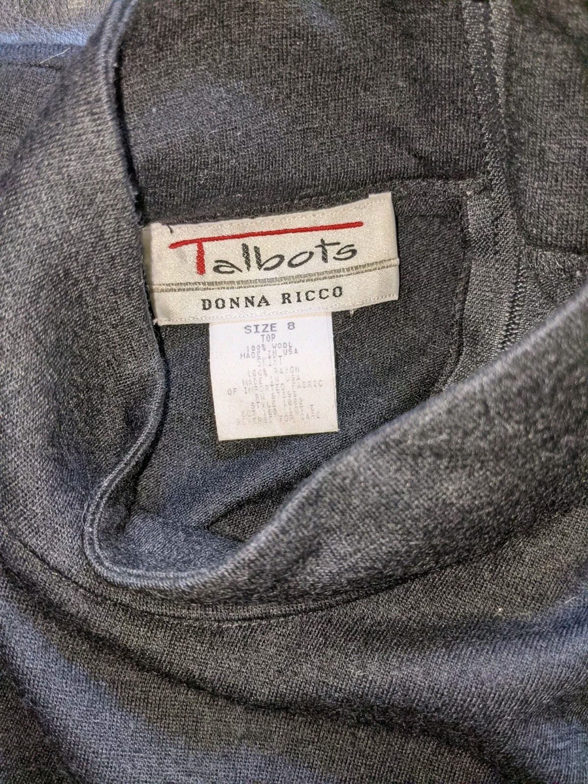 Vintage Talbot’s Donna Rico Dress Black White Houndstooth Drop Waist Size 8 Wool