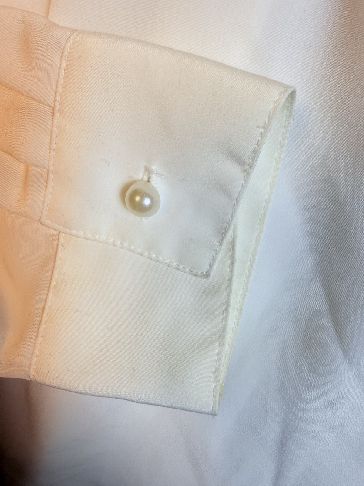 Kathy Che Vintage Ivory Long Sleeve Dressy Blouse~ Lace Pearls Sequins Size 14