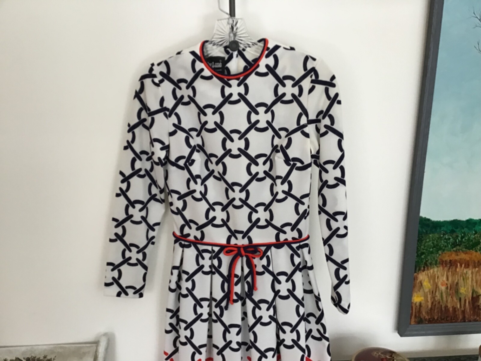Vintage 70’s SHADY LANE for Jonathan Logan Op Art Rings Mod Midi Dress Size 9/10