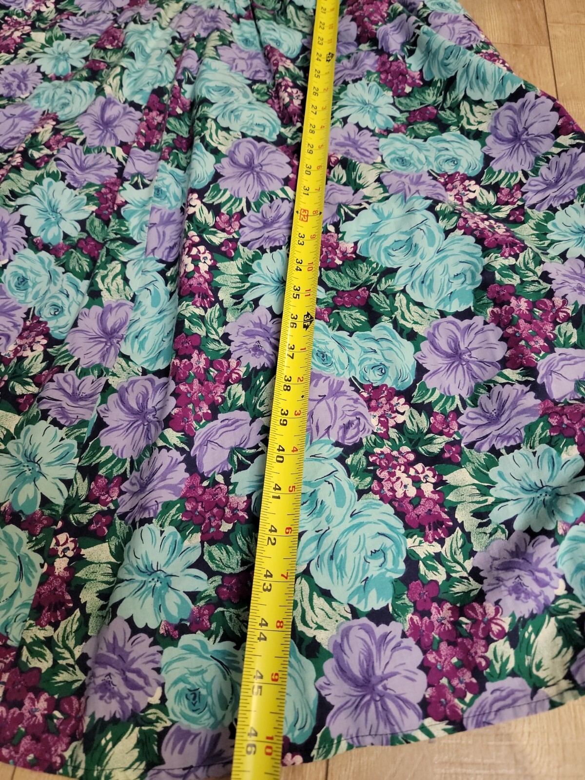 VTG Lavander Blue Floral Cottagecore Midi Tea Garden Party Dress 3/4 Sleeves
