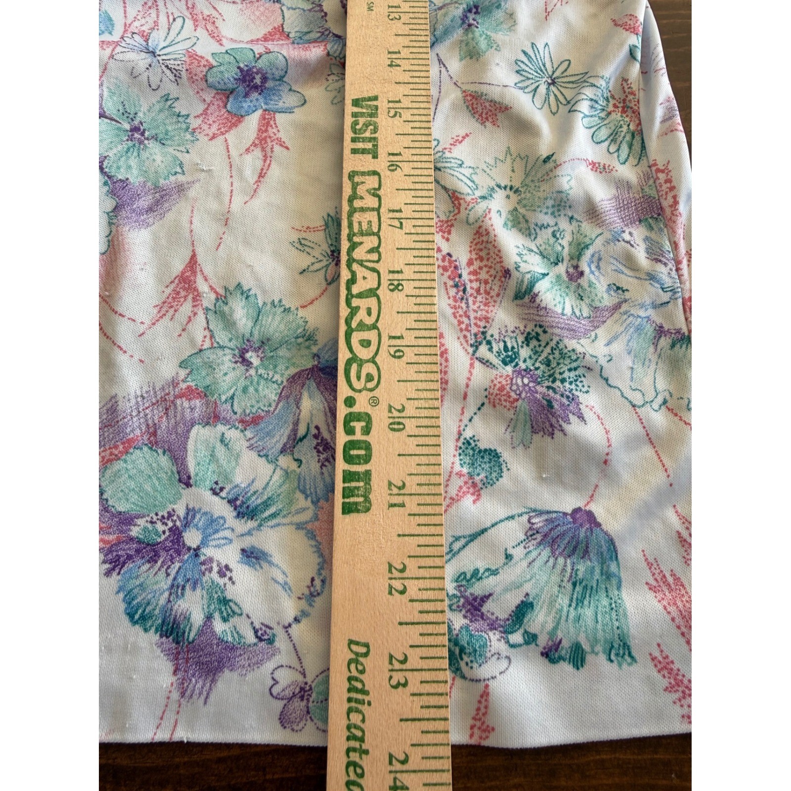 Vintage Floral Short Sleeve Button Up Blouse Pastel Blue Purple Large