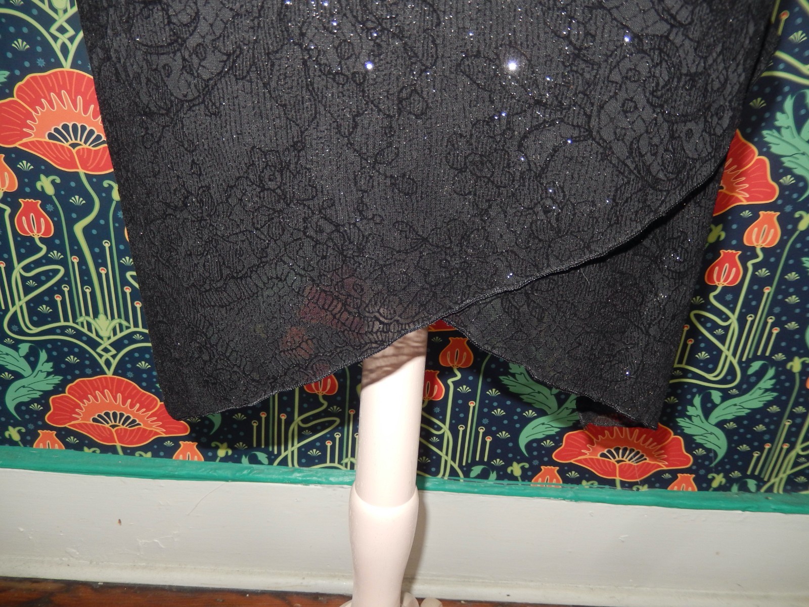 Vintage 90’s Y2K Cocktail Dress Black Whimsigoth Flocked Velvet Glitter