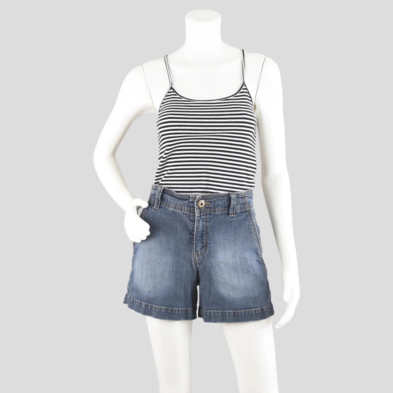 Y2K Faded Glory Utility Jean Shorts, Women’s Size 10, 32″ Waist