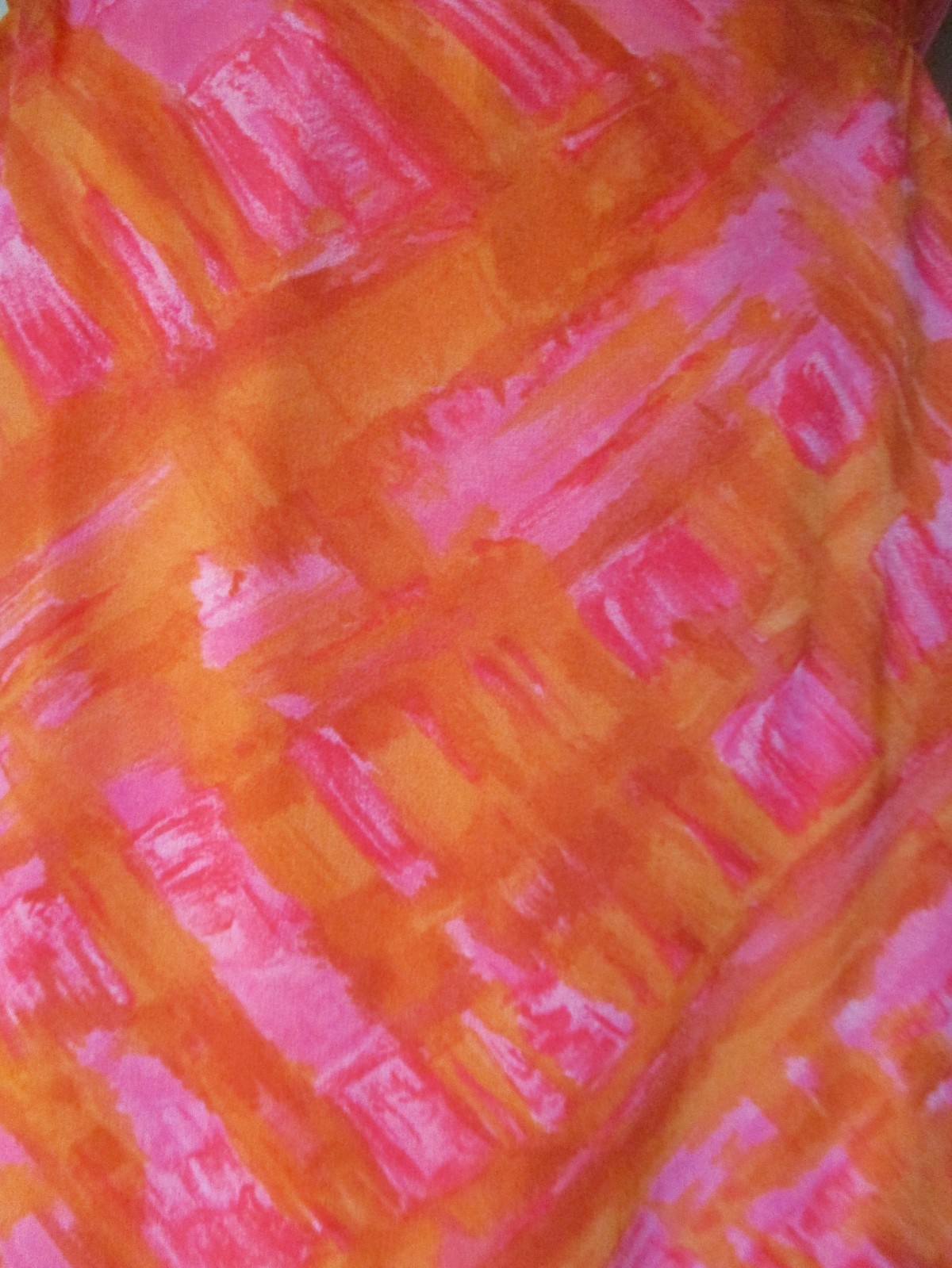 Vintage 1950s/60s Dress Orange Pink Chiffon S Women Sleeveless Handmade