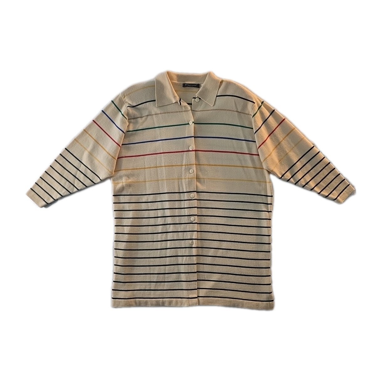 Vintage Cream & Raindow Striped Bern Conrad 98% Wool Sweater