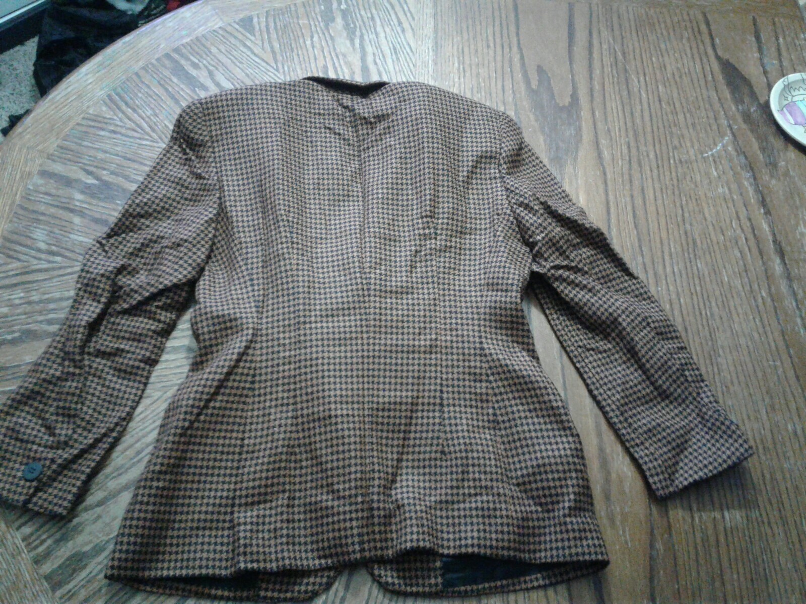 Vintage Jones New York Houndstooth Black Brown Blazer Size 6P(cb38)