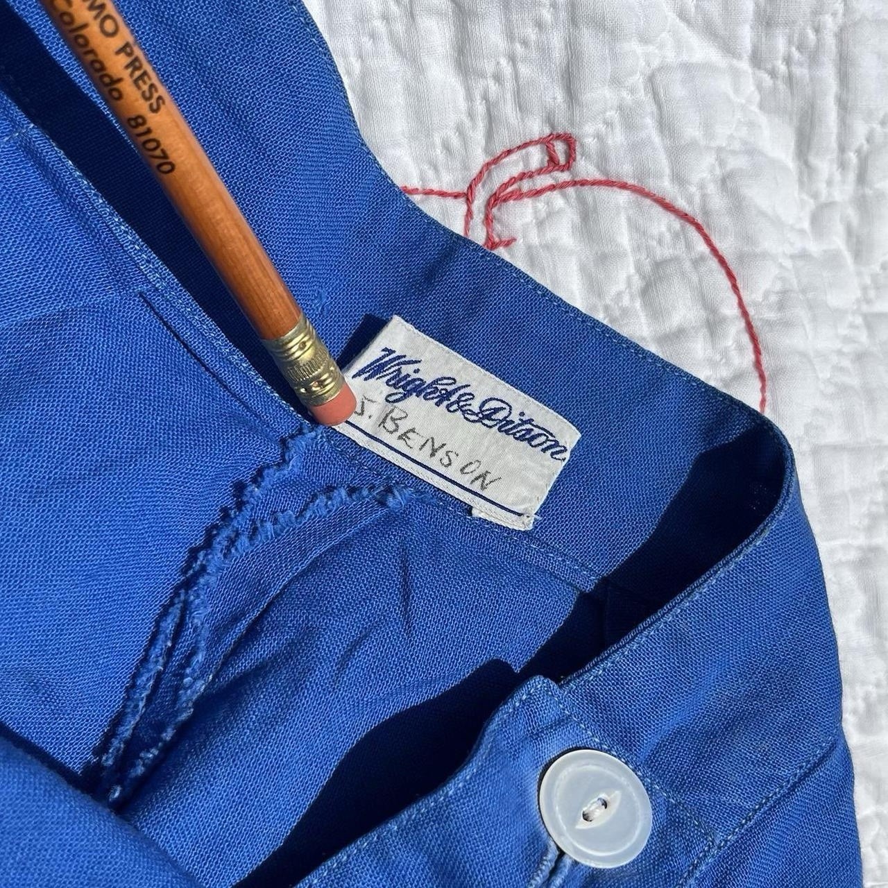 Vintage 1930s ~ 1940s Royal Blue High Waisted Cotton Shorts Side Zip Sportswear