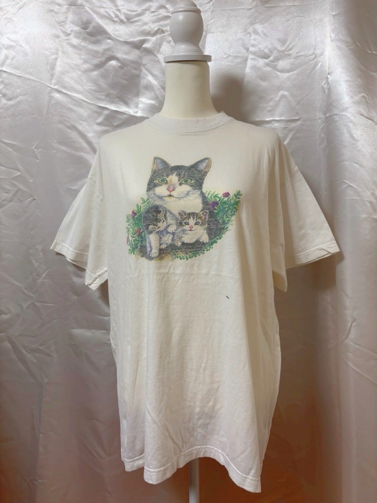 Vintage 90s SOL’S Cat Kitten kitty Graphic T shirt France Size XXL Kawaii Cute