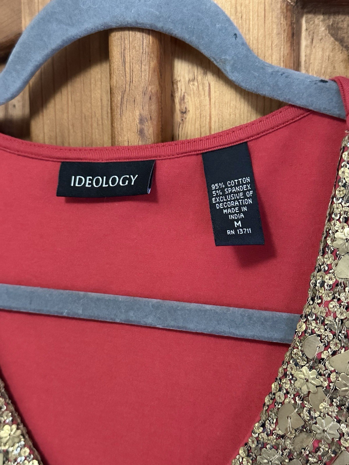 M/ Red With Gold Sequins/ Vintage Ideology Tank Top 90s