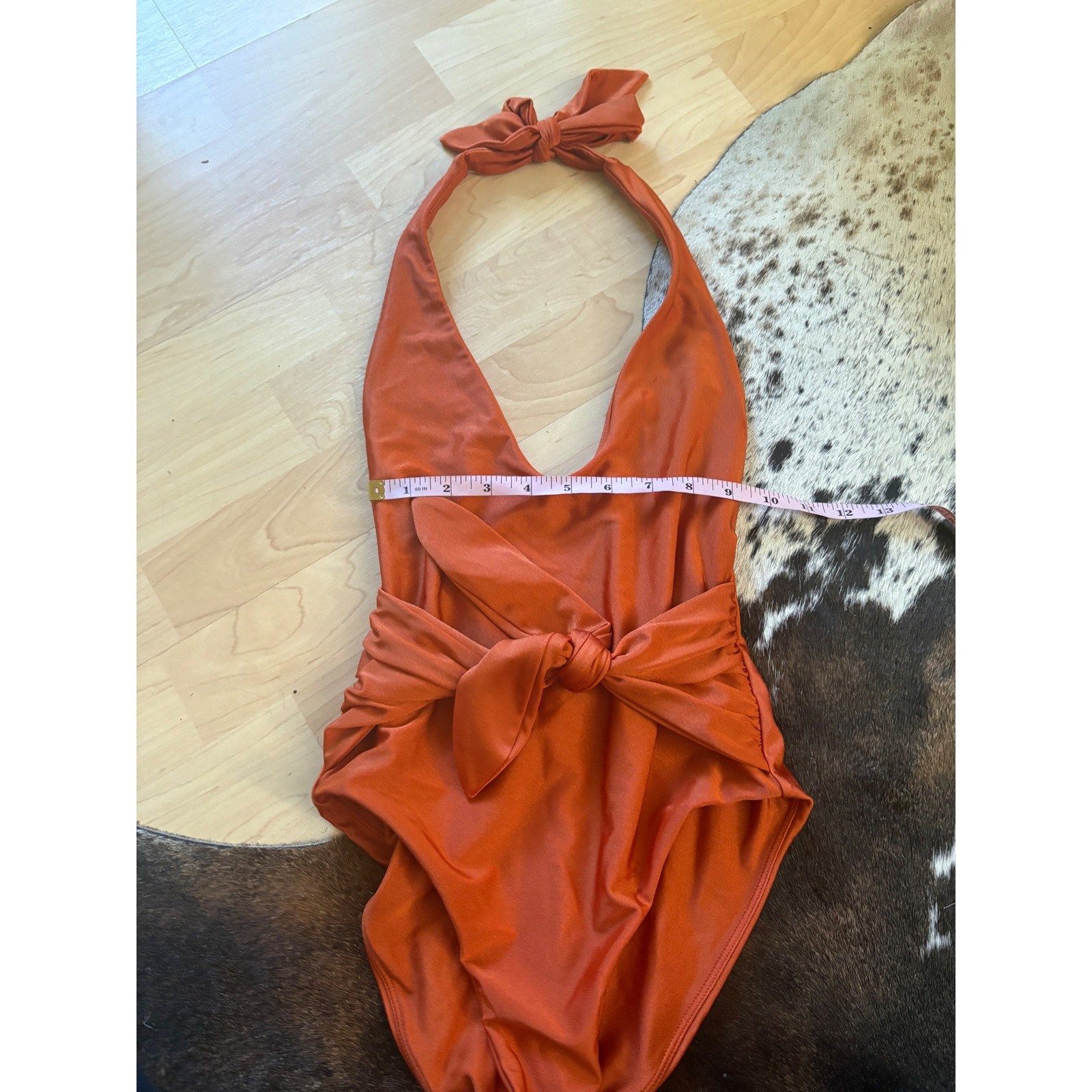 VERONICA BEARD Vickerie Halter One-Piece Swimsuit In Burnt Orange Size XS