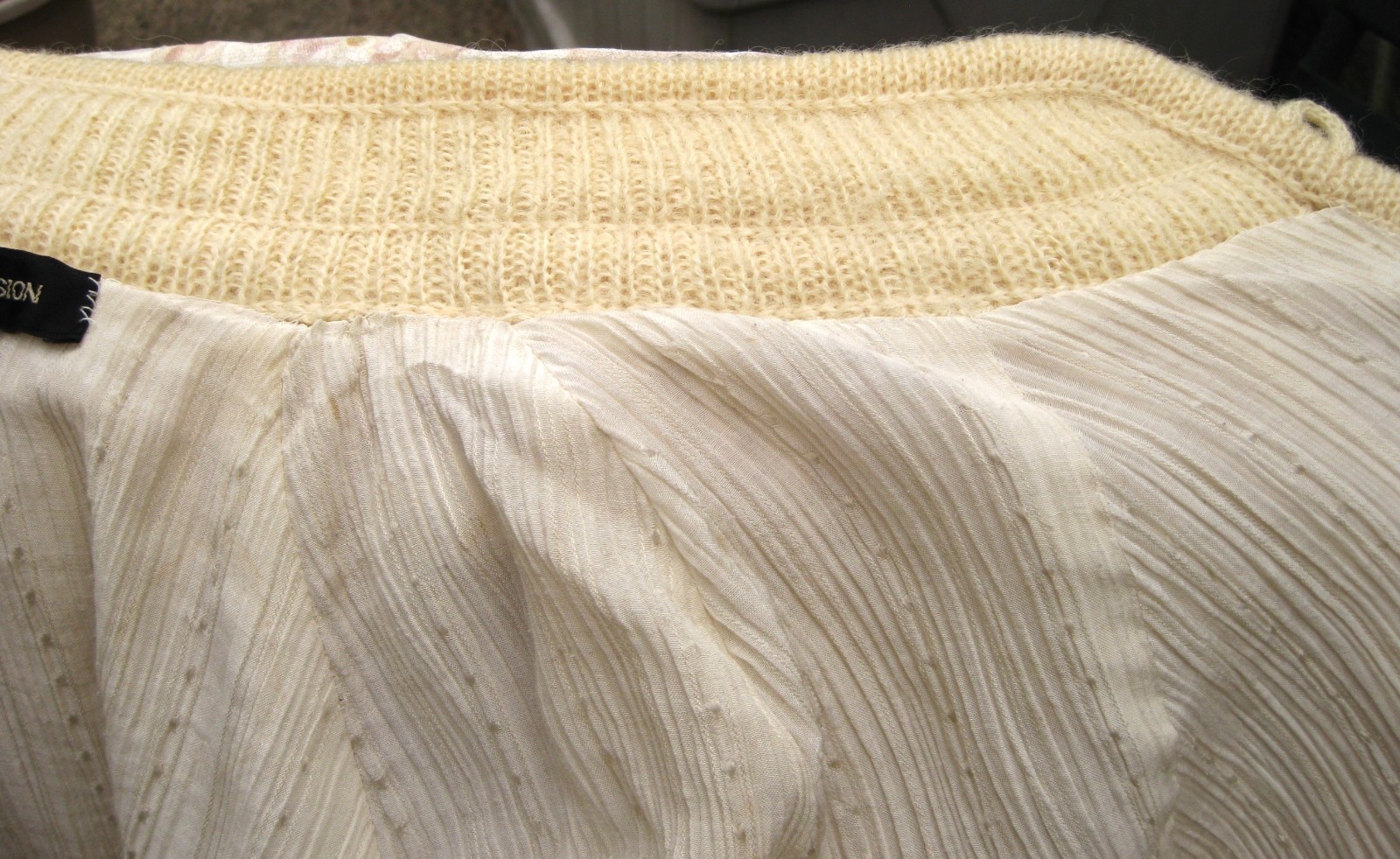 I.B. Diffusion Mohair Wool Long Ivory Cream Sweater Coat Size L Vintage 80s