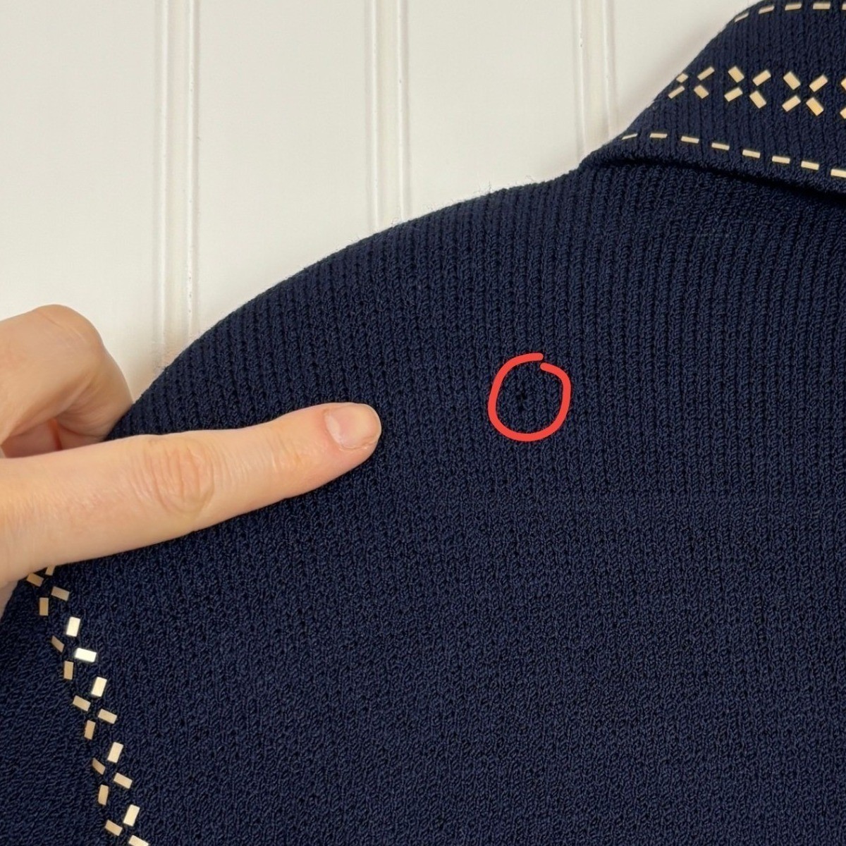 Vintage St. John Collection Knit Jacket Women 16 Navy Blue Gold Studded Zip Up