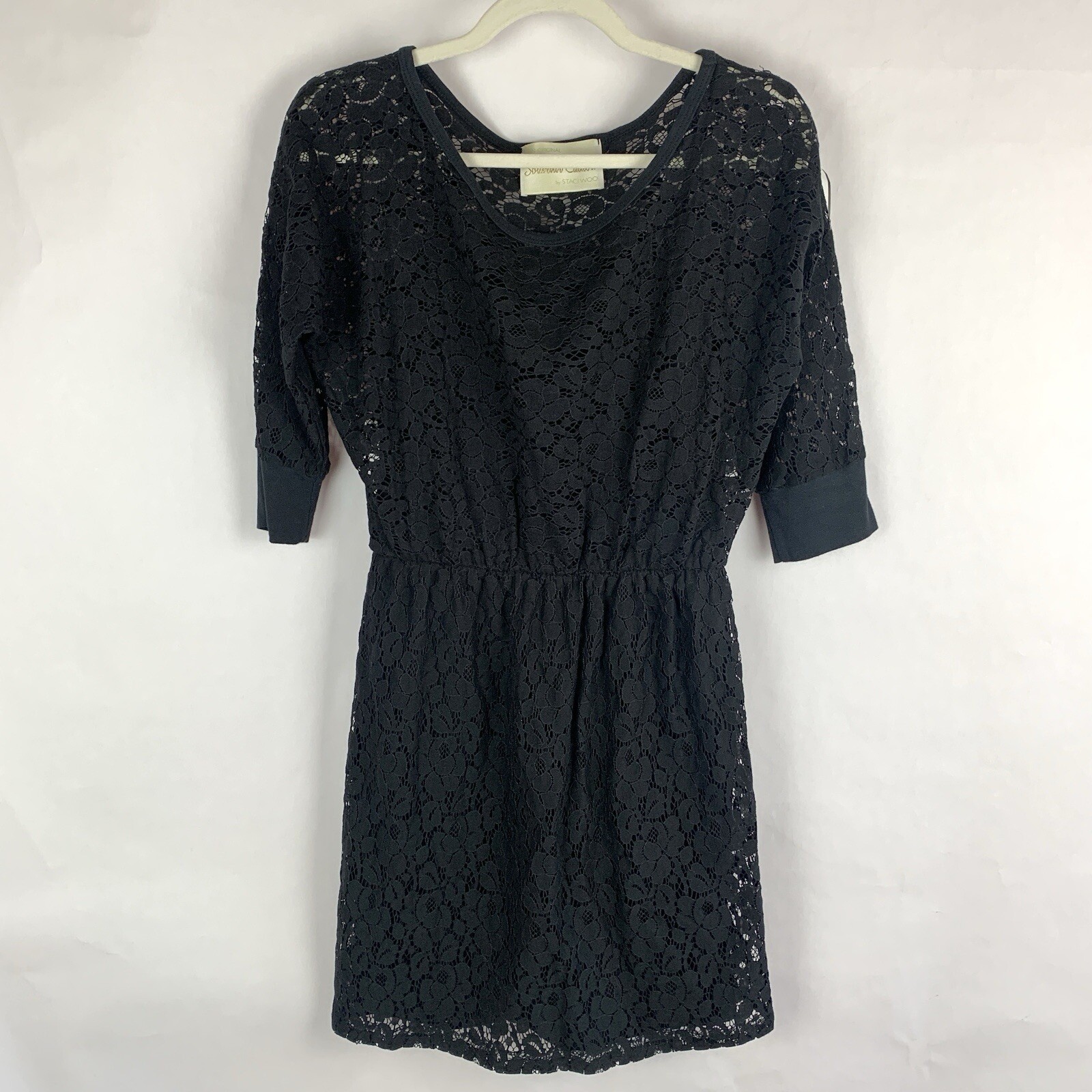 Anthropologie Lace Mini Dress Small Souvenir Edition by Staci Woo LBD Black Goth