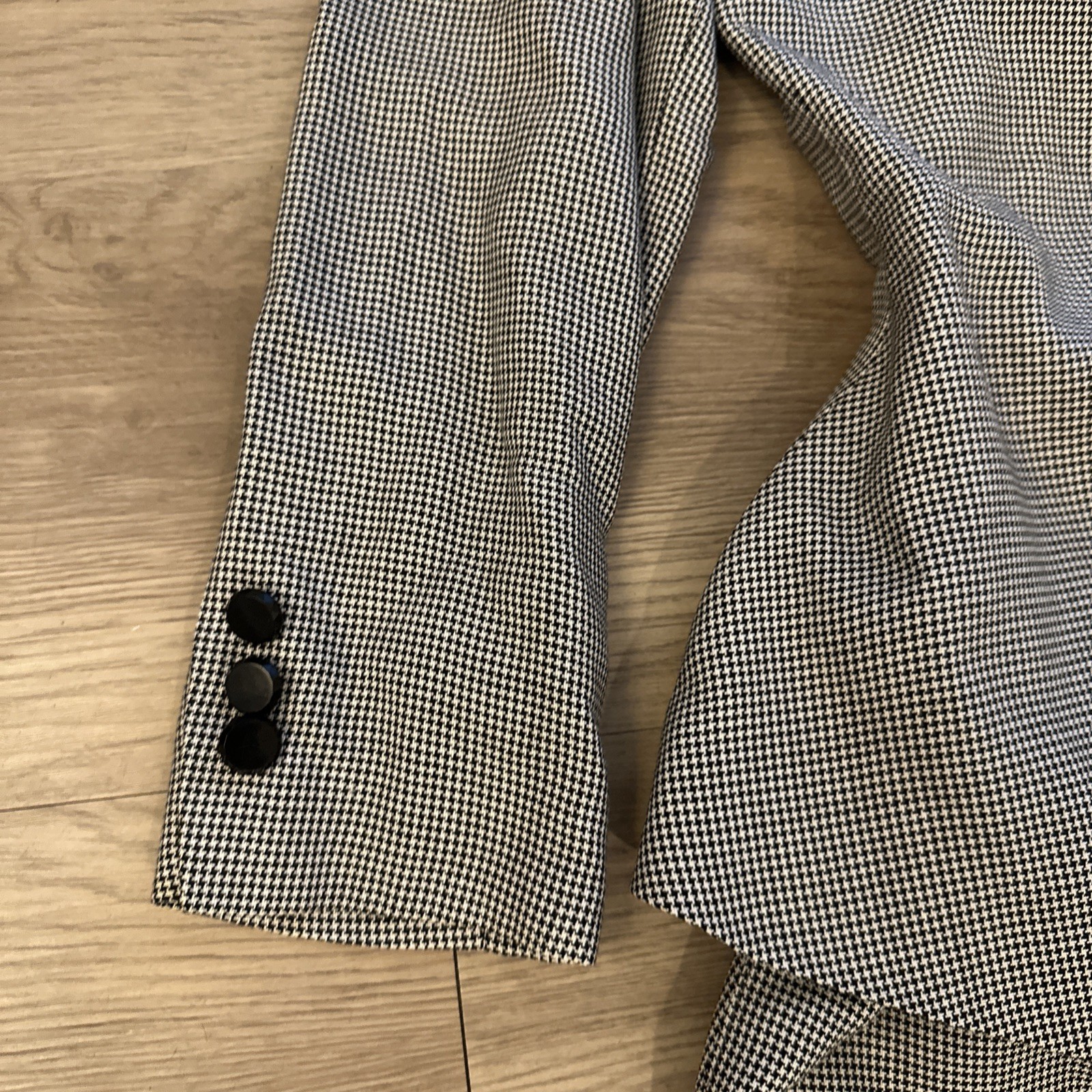 Vtg Kasper For ASL Plaid Double Breasted Blazer Skirt Set Womens Gray 8