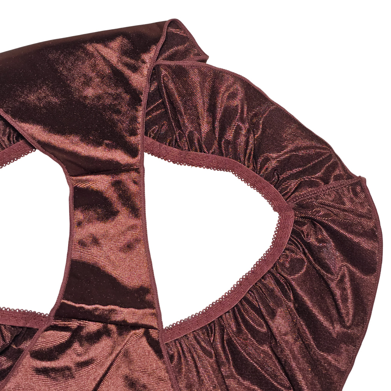 Sissy Glossy Satin Panty Tap Flutter Sleep Short Brown Brief Size 8-9 Hip 42-46″