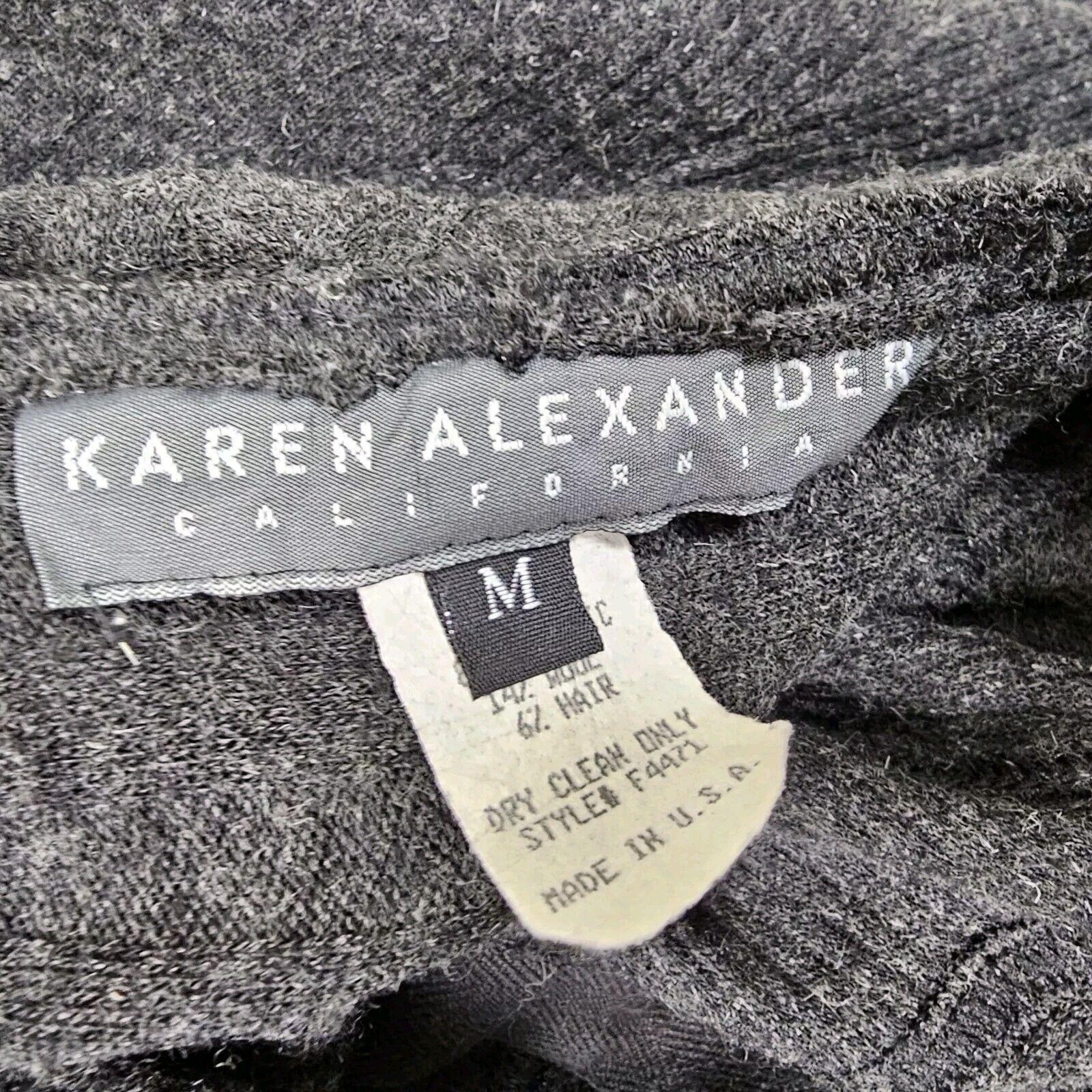 Vintage 90s Karen Alexander Dress M Gray Wool Blend Button Front Knit USA