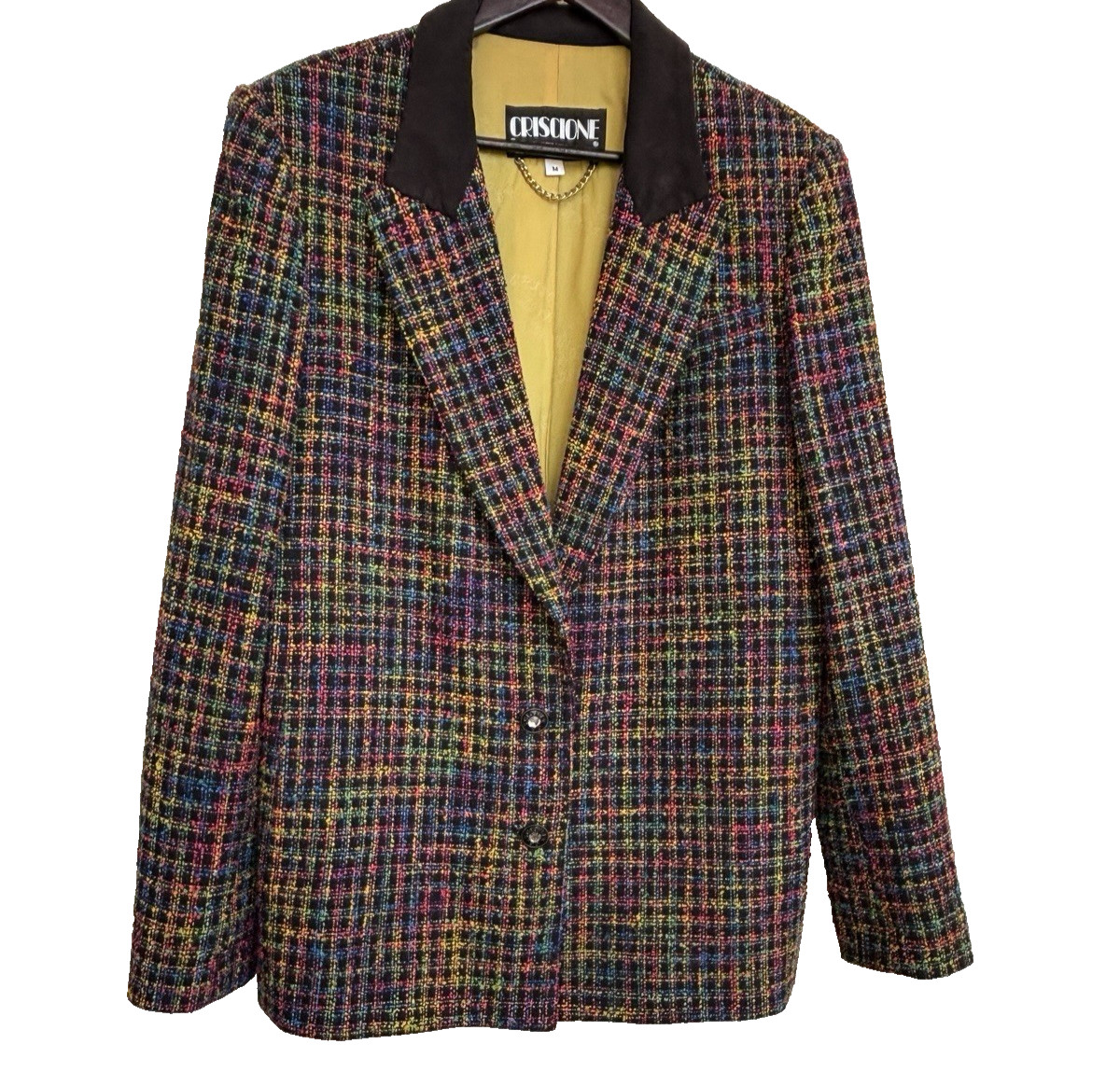 Vintage Criscione New York Multicolor Tweed Blazer Jacket Women M