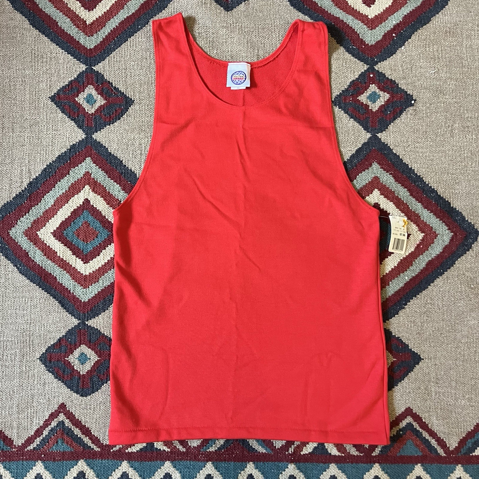 Vintage 80s Red Tank Top Sleeveless T-Shirt Womens Small Fusion Sport NOS