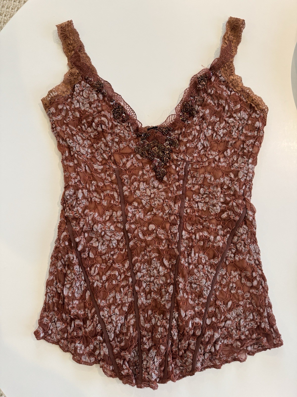 Ann Ferriday Vintage Lace Corset Style Camisole Stretchy Liner OS Unworn
