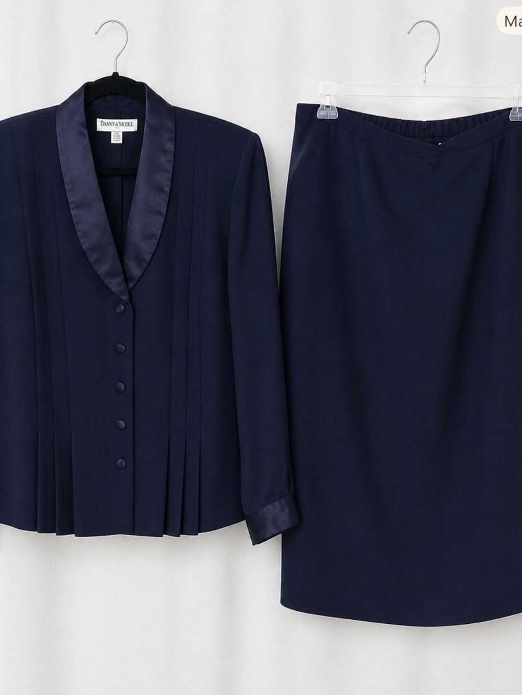 NWT Vintage Danny & Nicole 16P Navy Skirt Suit Deadstock