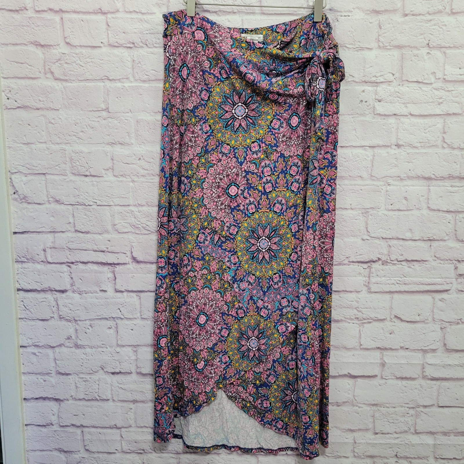 Artisan NY Mandala Paisley Floral Boho Maxi Skirt XL Stretch Tie Festival Indie