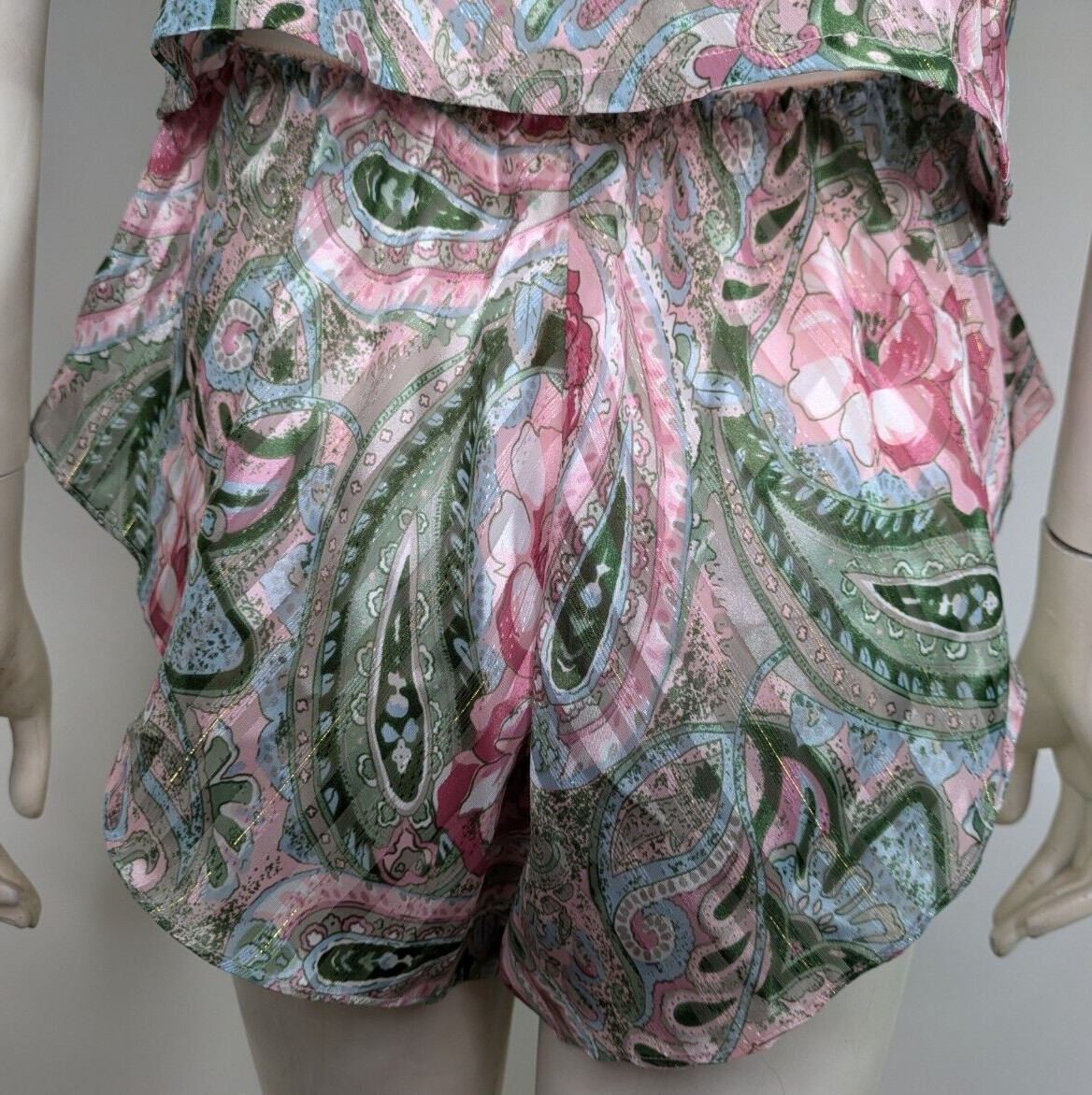 Victoria’s Secret Vintage Pajama Set French Cut Camisole Shorts Buttons Sheer M