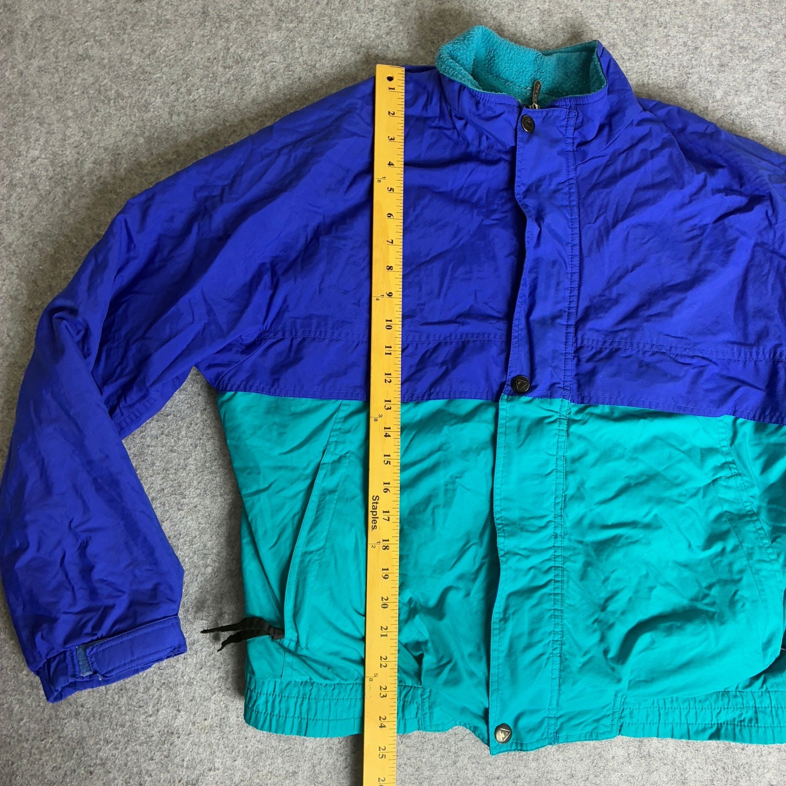 Vintage 90s Pacific Trail Women’s M Colorblock Windbreaker Jacket Blue Fleece