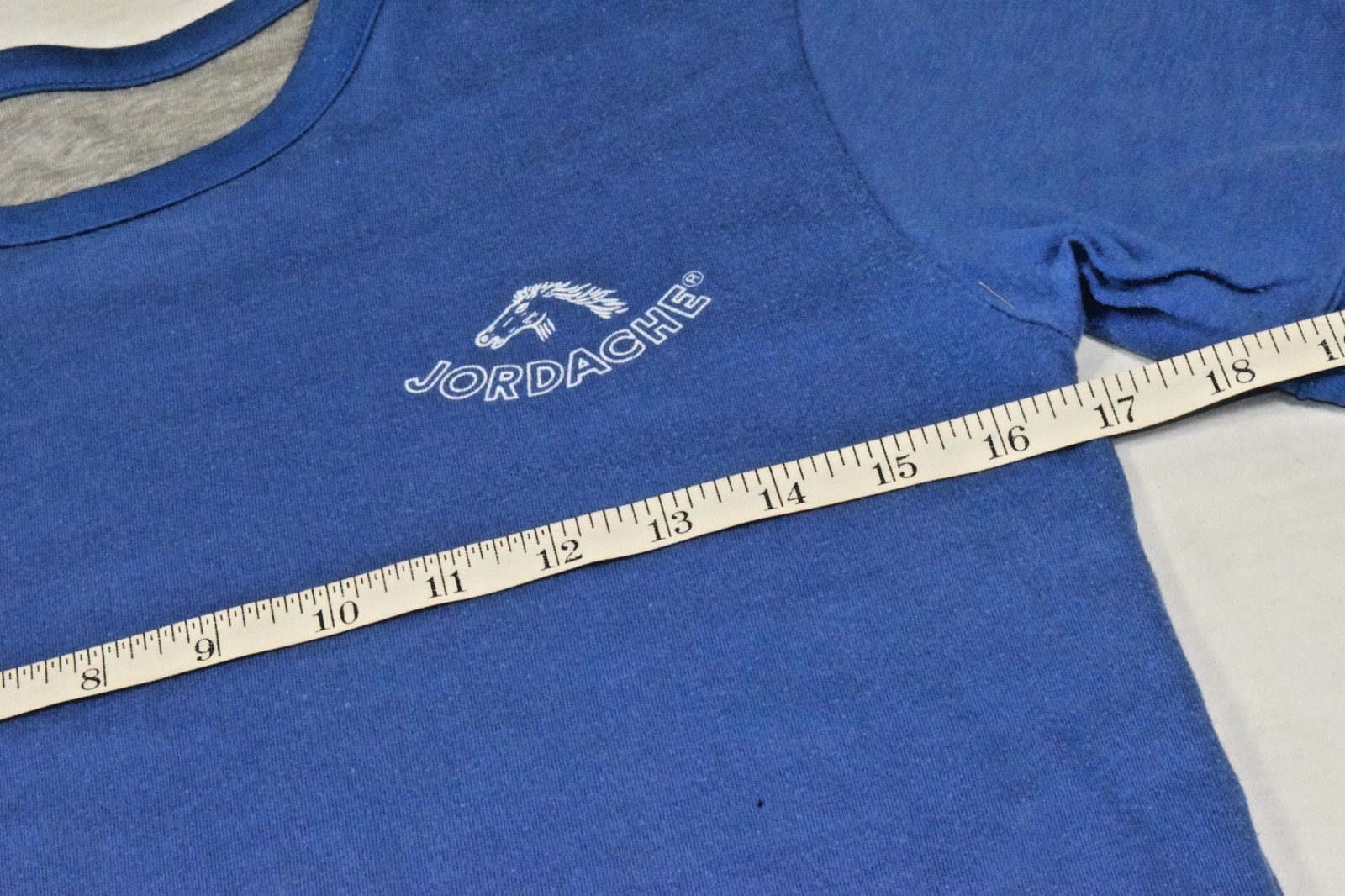 Vintage Jordache Reversible T-Shirt Ringer Size S 70s Blue Gray Horsehead Logo
