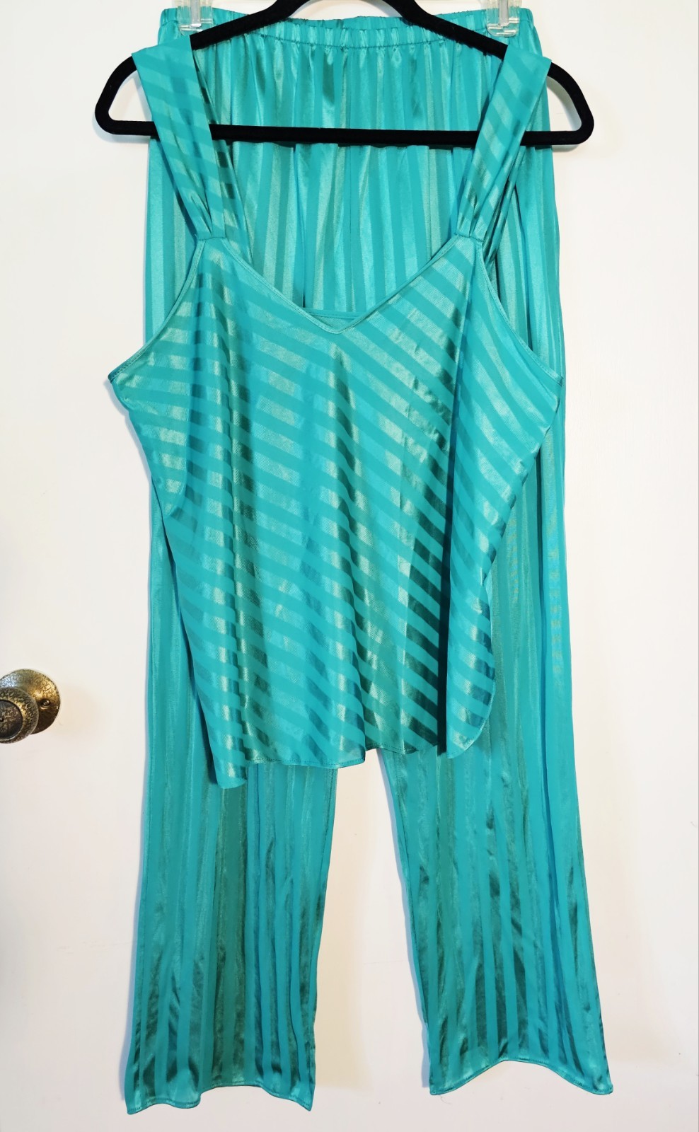 Vintage Lady Cameo Couture Dallas 2 Piece Pajama Nightgown XLarge Green Orig Pkg