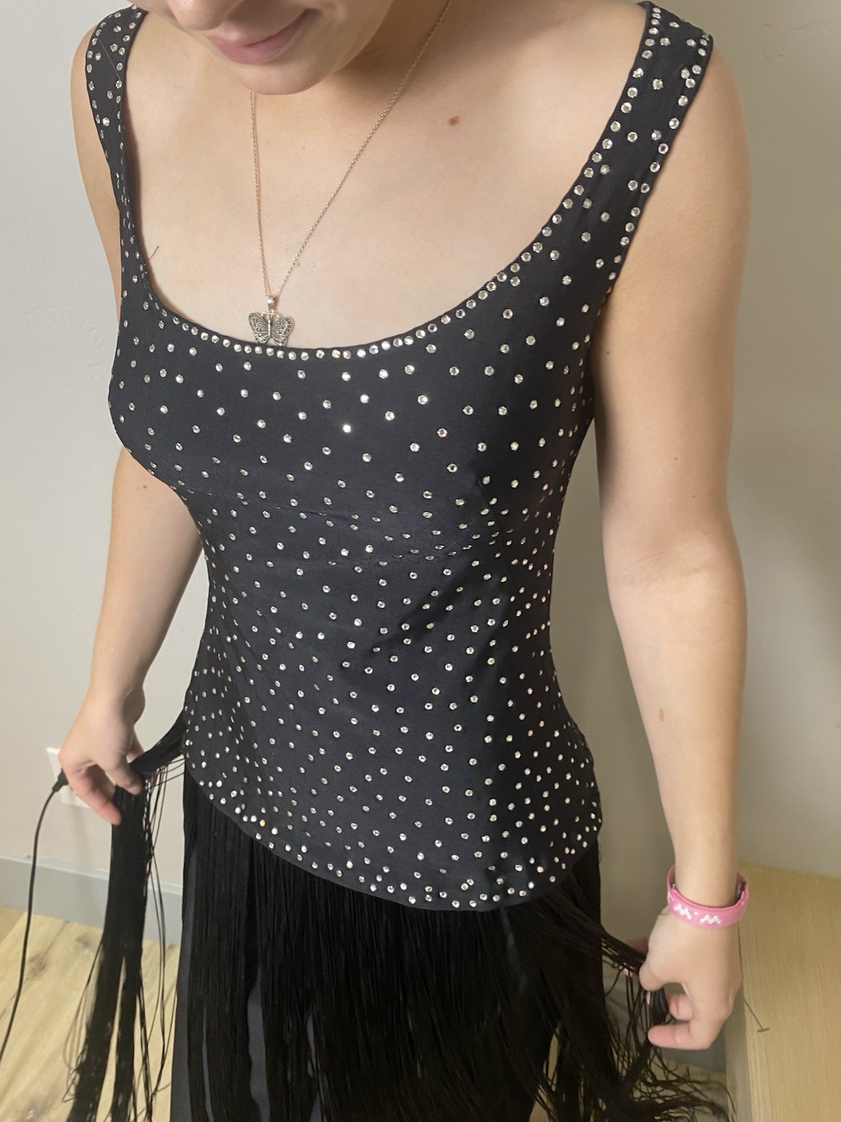 1990’s Lillie Rubin Black Dress Tassel Women’s S