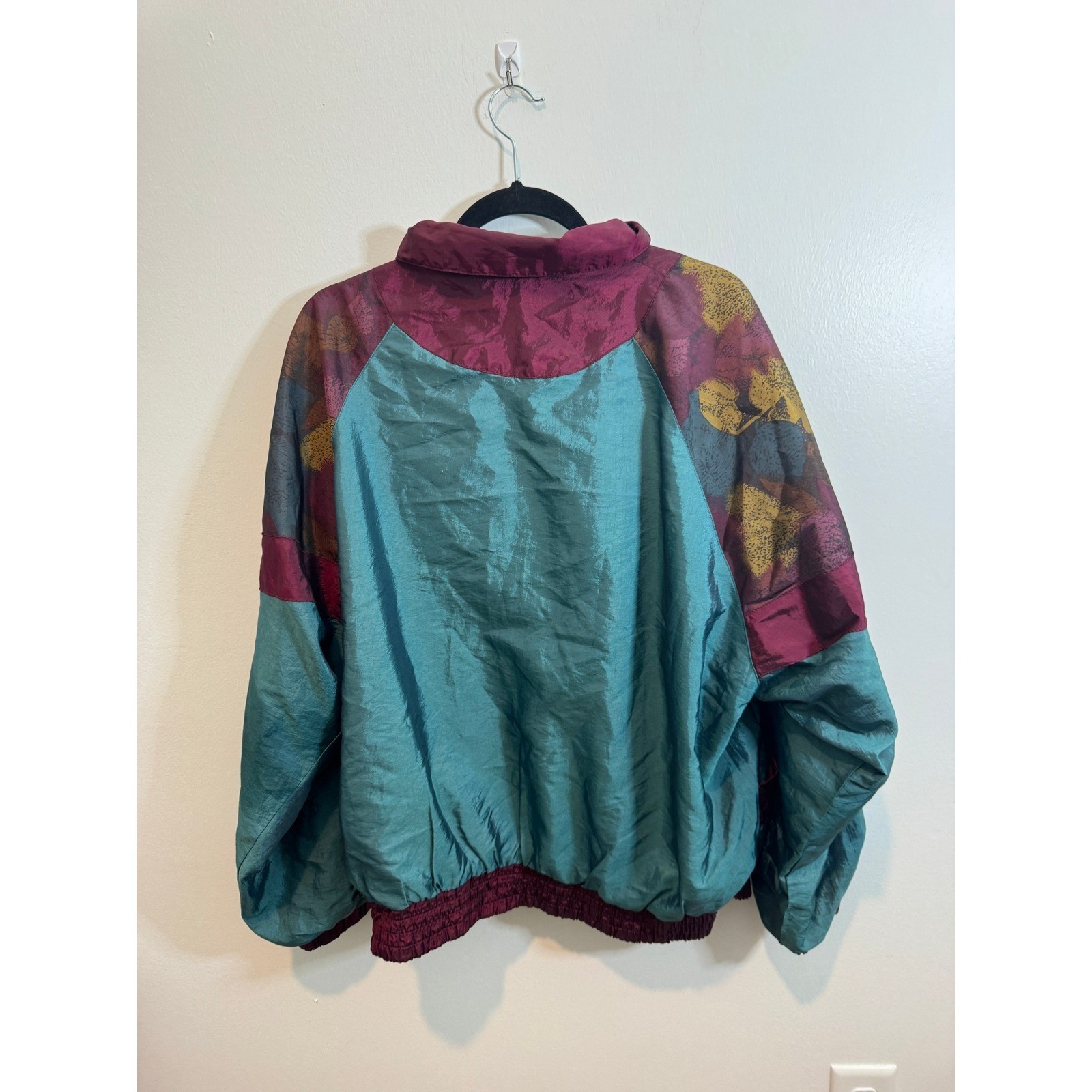 Vintage Rock Creek Casuals Windbreaker Jacket XL Teal Burgundy Colorblock 90s