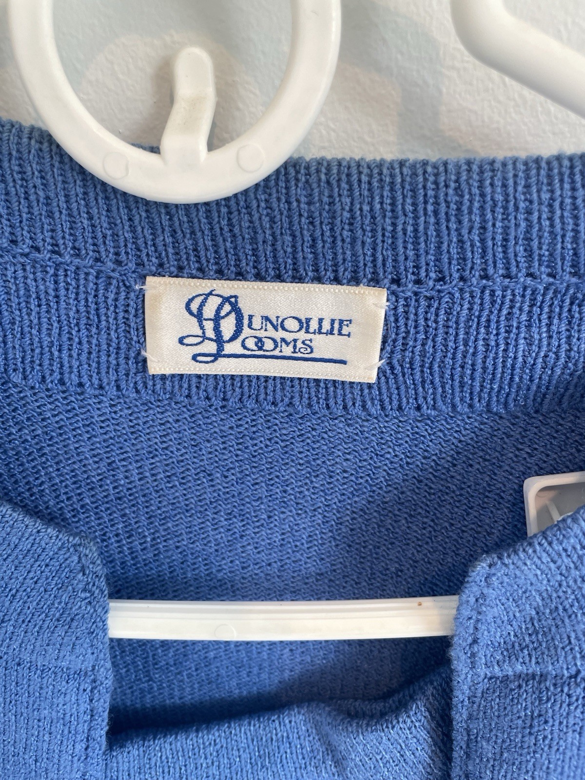Vintage 1980s Dunollie Looms Knit Sweater Skirt Set Blue Size 12 Classic