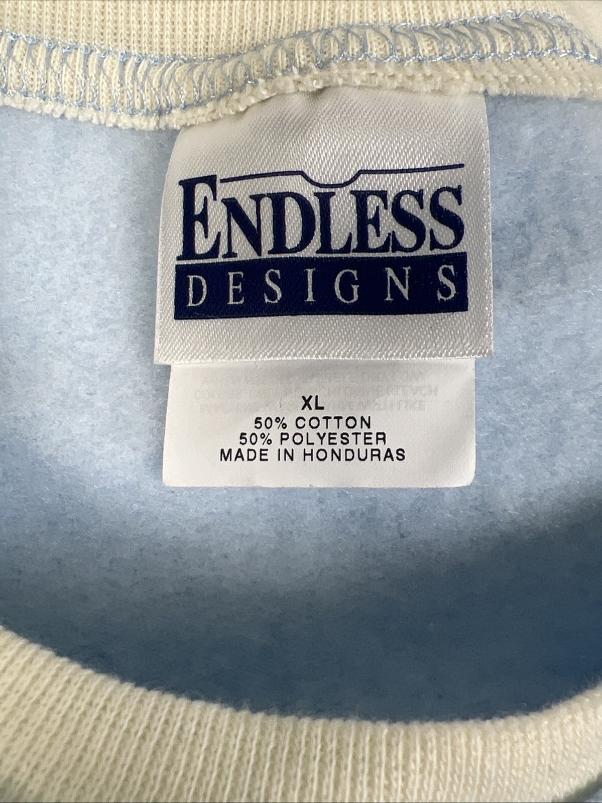 90s Endless Designs Snowman Sweatshirt XL Light Blue Embroidered Winter Holiday