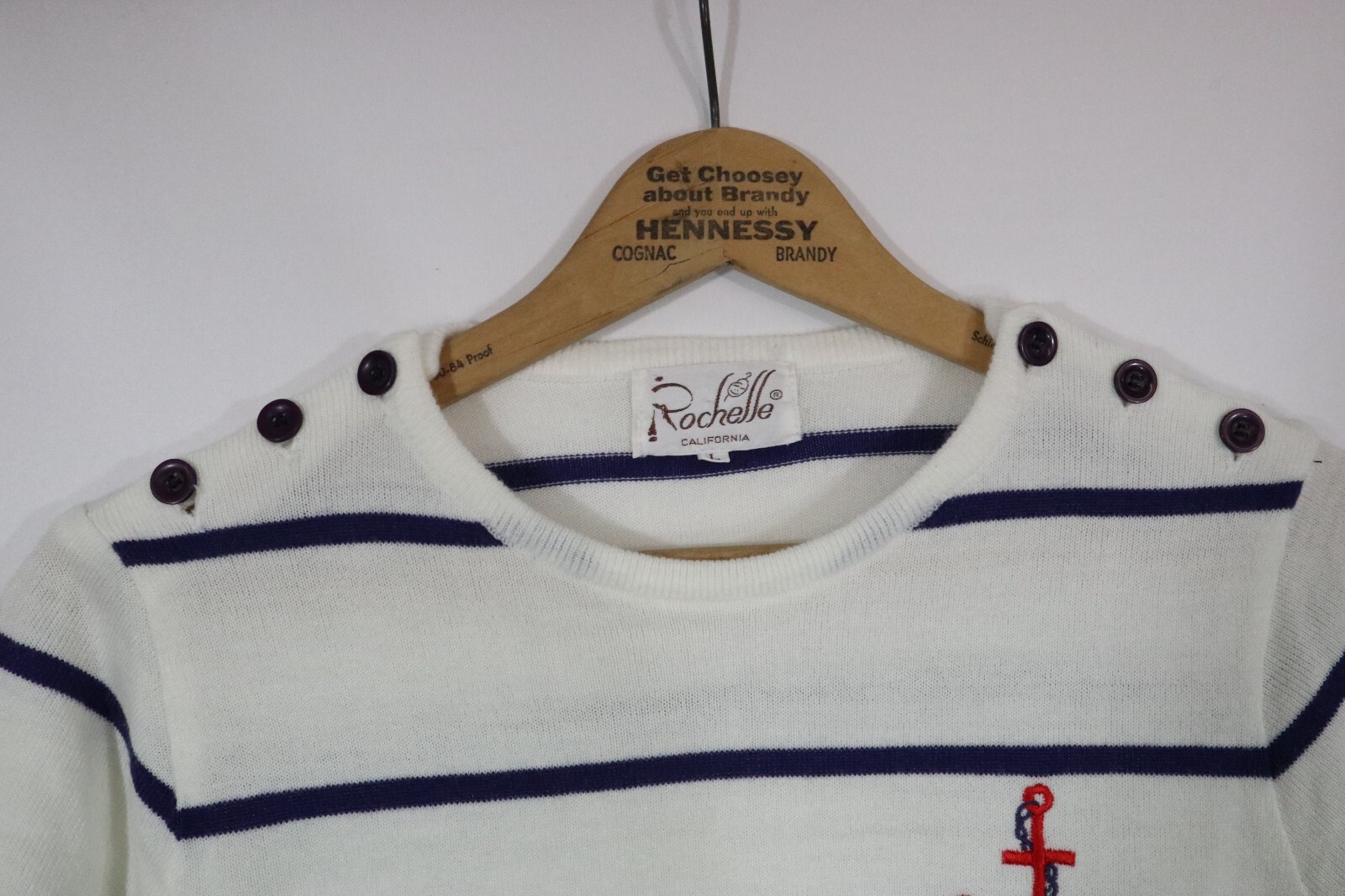 Vintage Rochelle Nautical Stripe Sweater California Short Sleeve Size Large