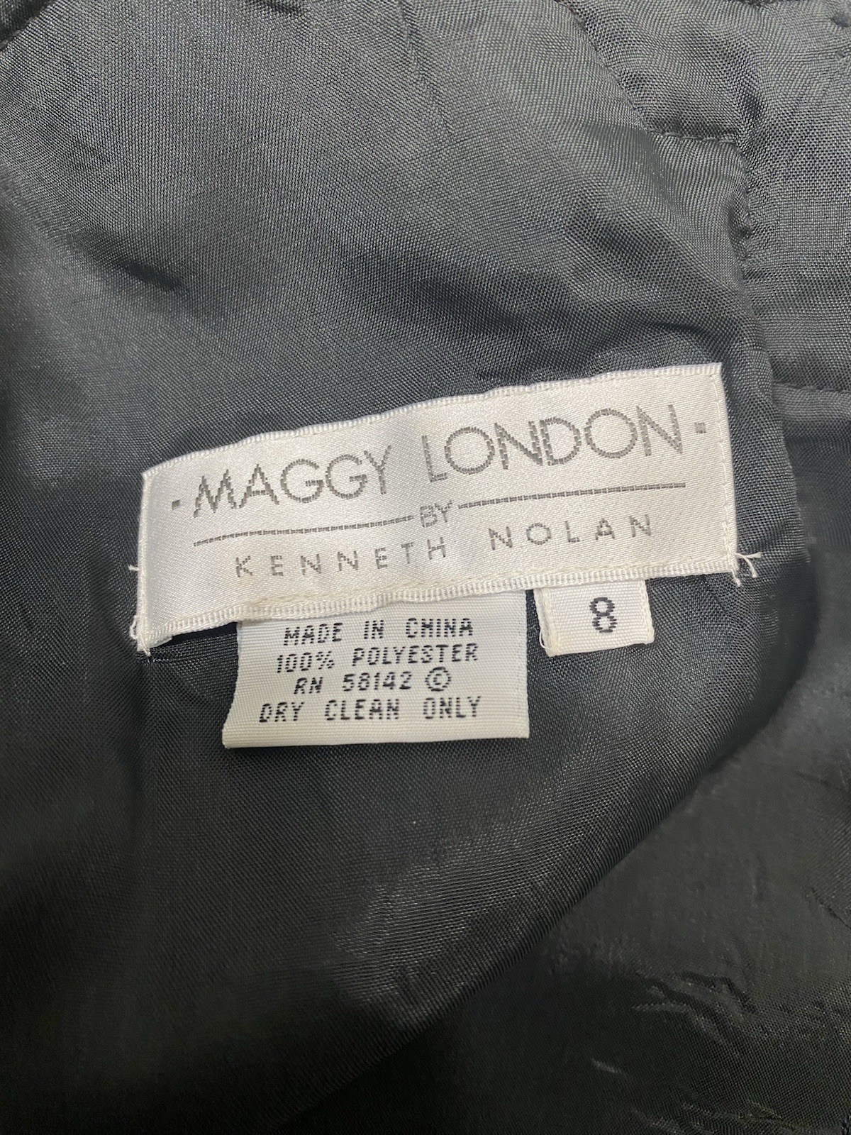 Vintage Dress SIZE 8 MEDIUM black short MAGGIE LONDON sheath 80s 90s