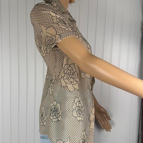 Vintage Claudia Richard sheer floral button-up blouse Small
