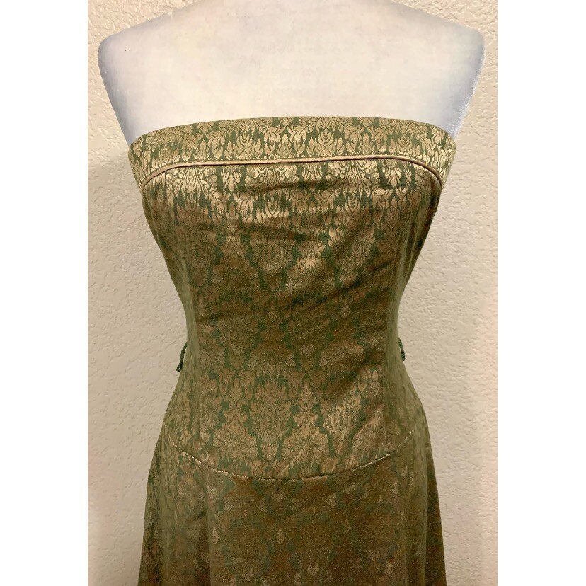 Teeze Me Vintage Y2K Green Satin Strapless Dress Juniors 7