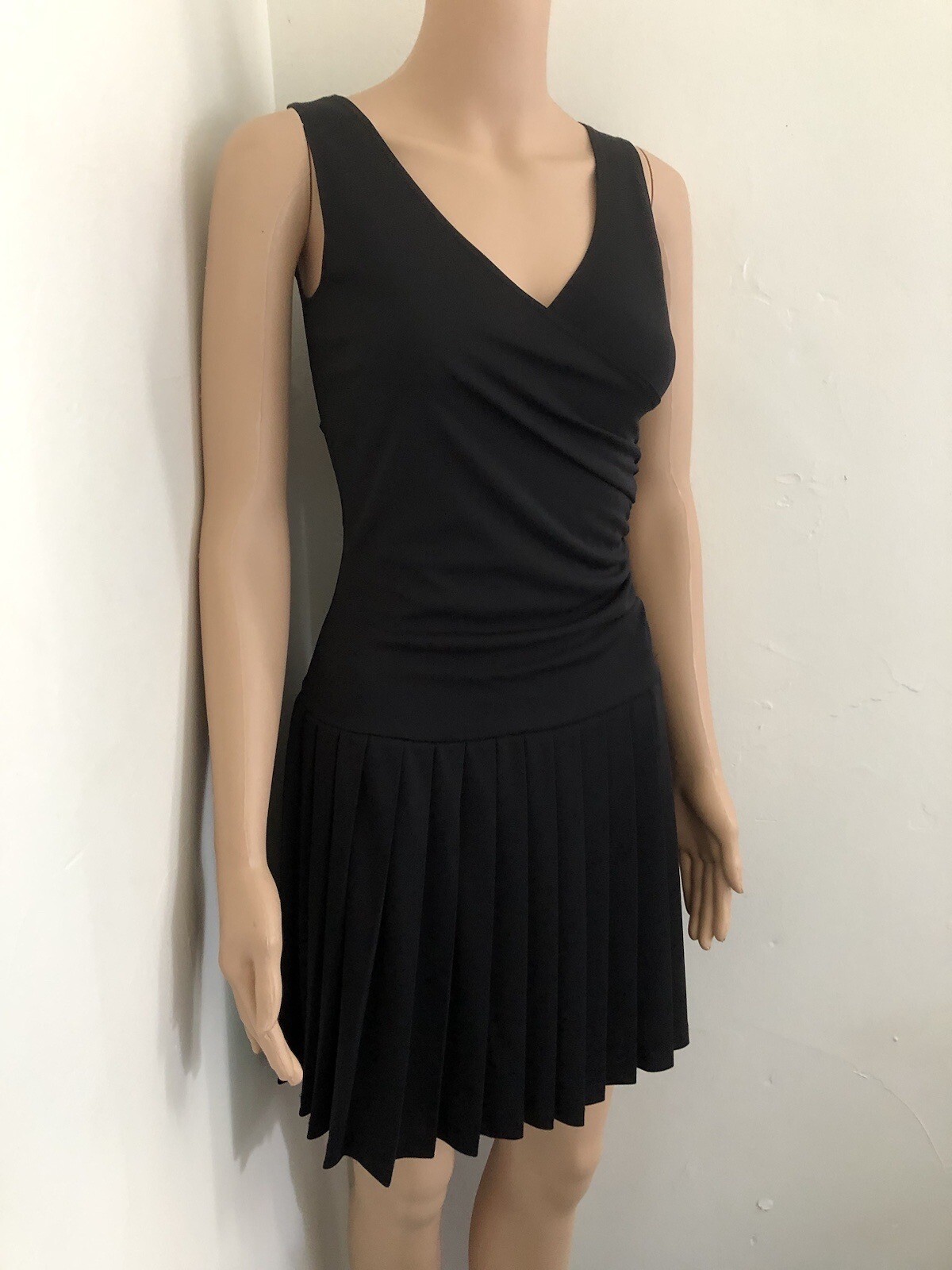 Vintage Taboo Crossover Black Lbd Y2k Drop Waist Pleated Skirt Dress