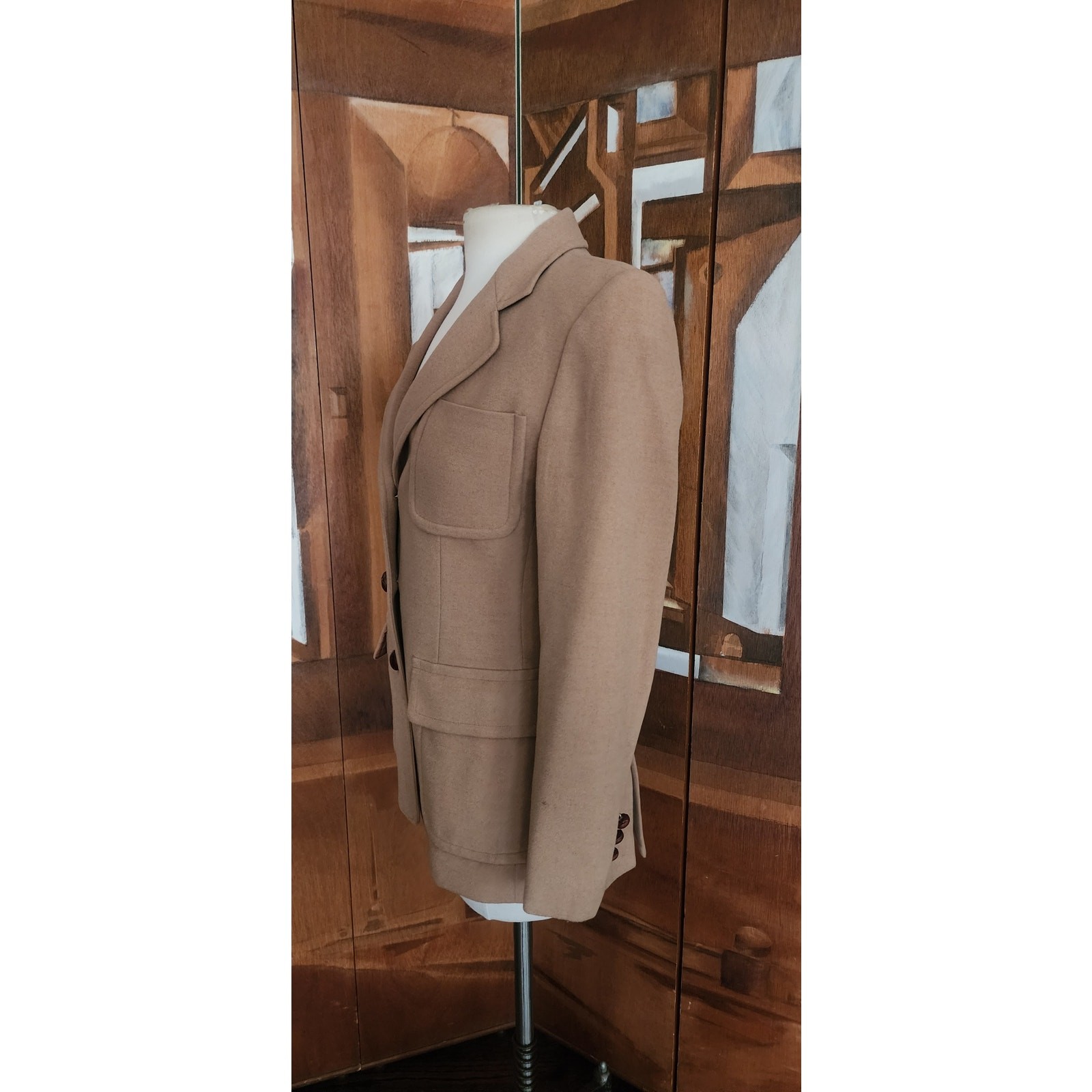 VTG 1990s Lauren Ralph Lauren Camel Wool Blazer Beige Riding Jacket Saipan 2P