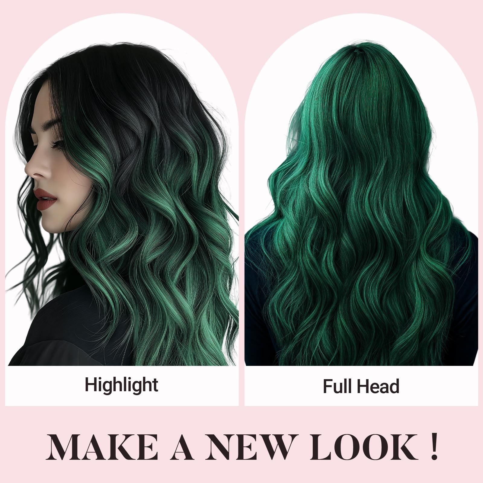 MAXITA Green Tape-In Hair Extensions Human Hair 16 Inch 10pcs Remy Silky Straigh