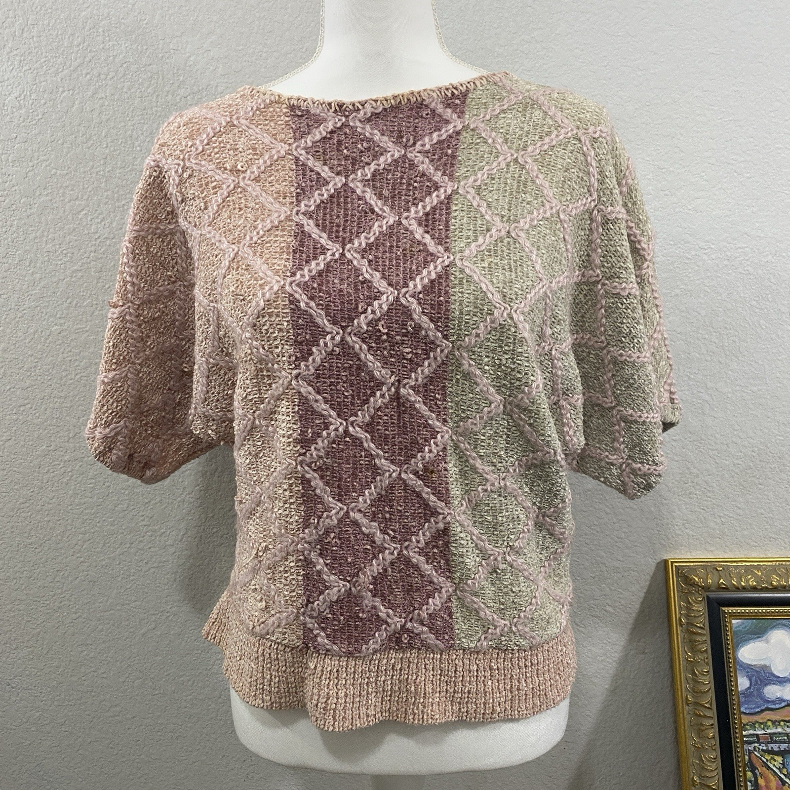 Vintage Amana Sweater, Pink, Batwings, Rayon Blend, Yarn Is Pulling In Places!!!