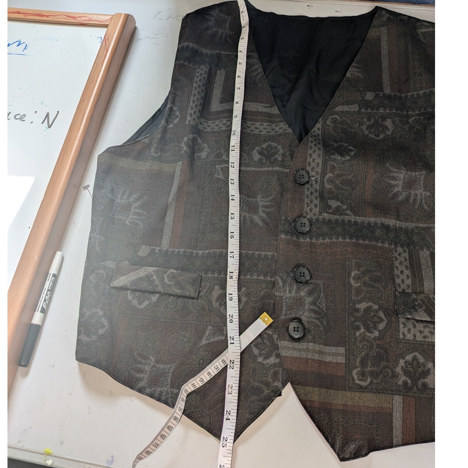 90s Dark Academia Tapestry Vest Buckle Back M Fits L/XL