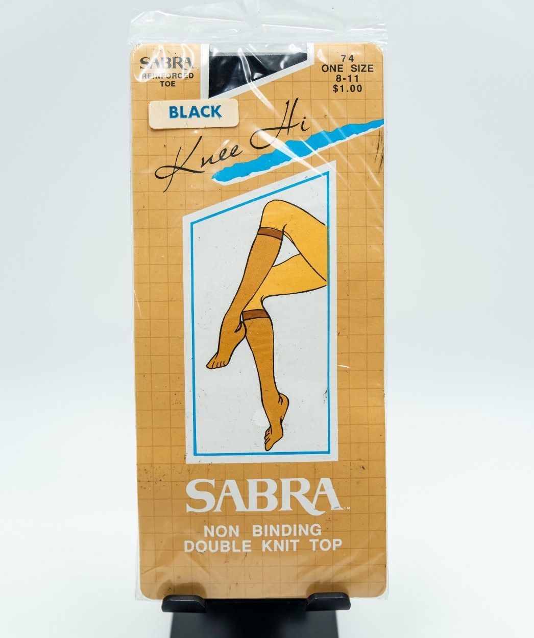Sabra Knee Hi Non Binding Double Knit Reinforced Toe Stockings 8-11 Black