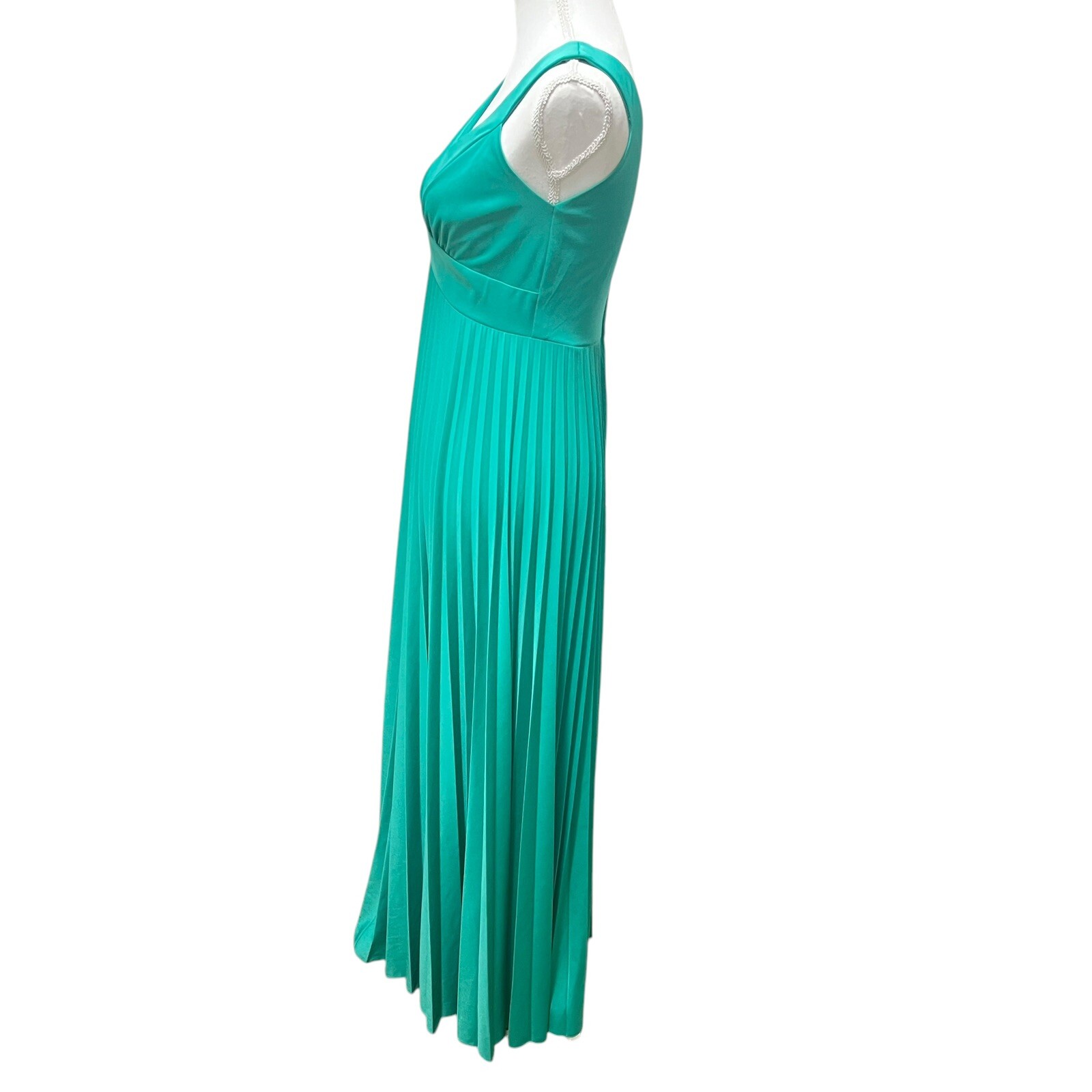 Vintage 1970’s Jac-An Green Pleated Maxi Dress Sleeveless **Please Read**