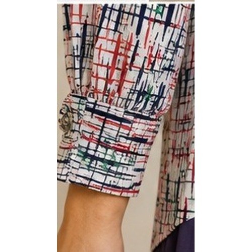 Vintage Handmade Abstract Mixed Media Midi Shirt Dress Pleated Pockets L/XL