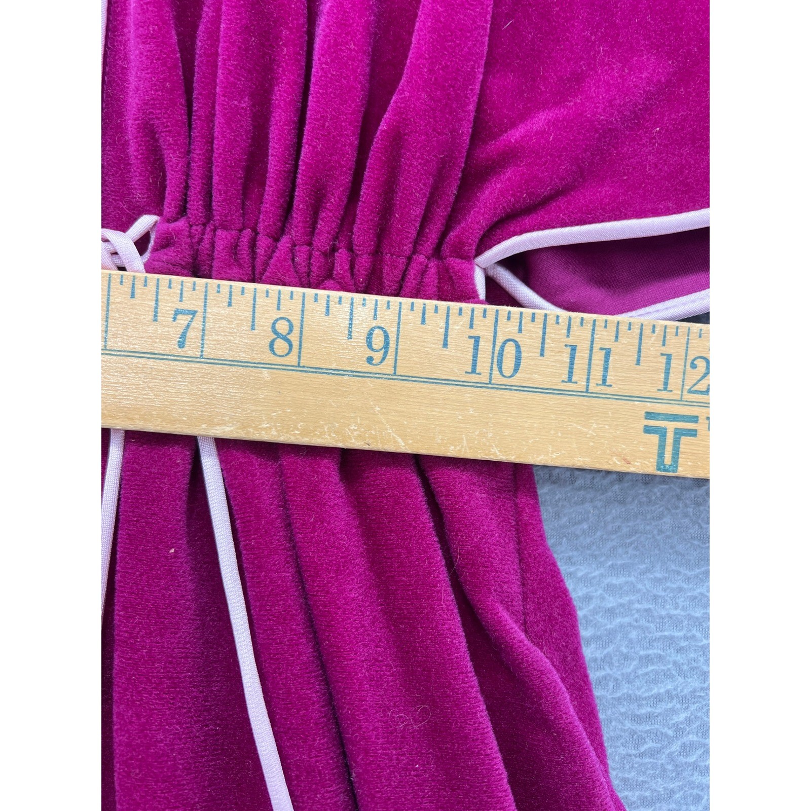 Vintage Vanity Fair Velour Kaftan Robe Magenta Pink Flutter Sleeve Maxi Dress XS
